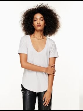 Aritzia Babaton V Neck Short Sleeve Tee - White